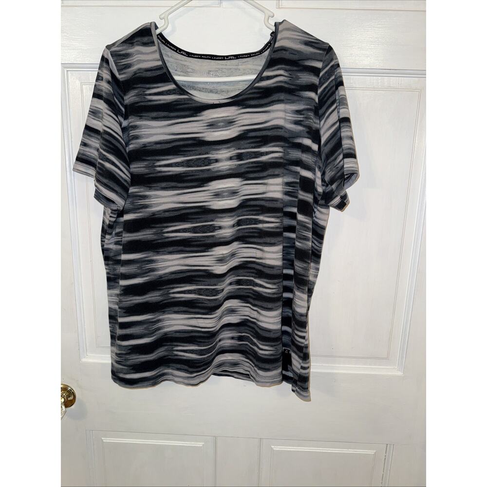 Lauren Ralph Lauren Active Short Sleeve Shirt Women’s Size 2XL Black Gray